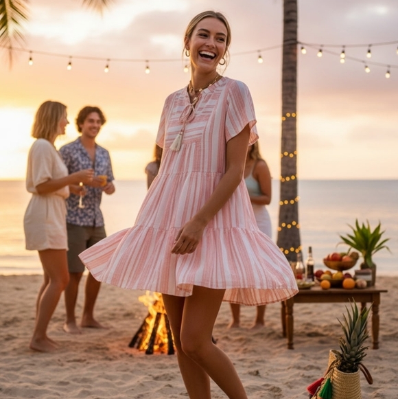 ODDY Dresses & Skirts - So Cute Orange And White Dress